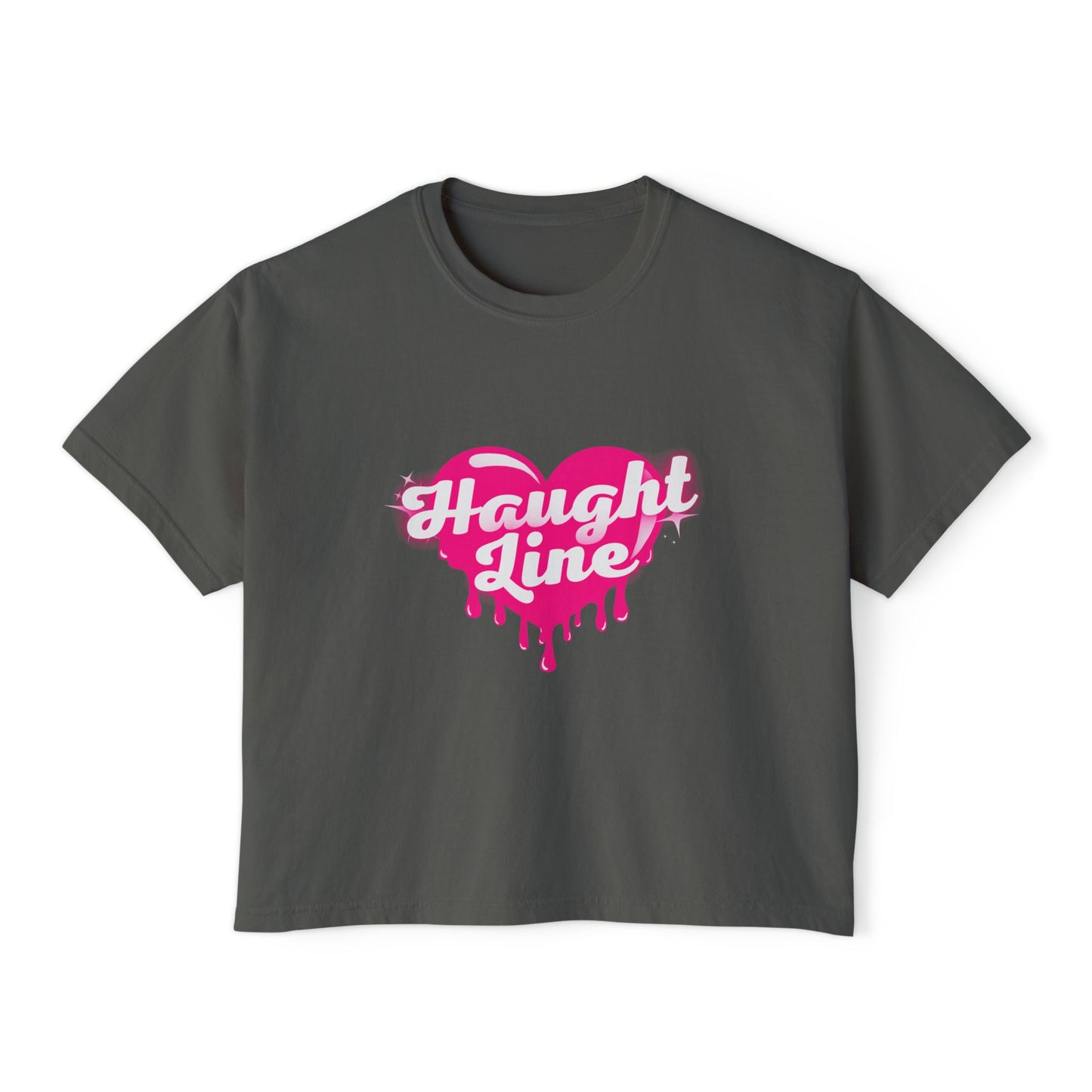 Women's Boxy Tee with Dripping Heart Design - Casual T-Shirt, Summer Essentials, Valentine's Gift, Trendy Top, Heart Graphic Tee