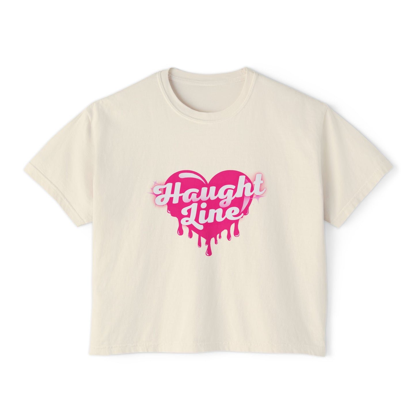 Women's Boxy Tee with Dripping Heart Design - Casual T-Shirt, Summer Essentials, Valentine's Gift, Trendy Top, Heart Graphic Tee