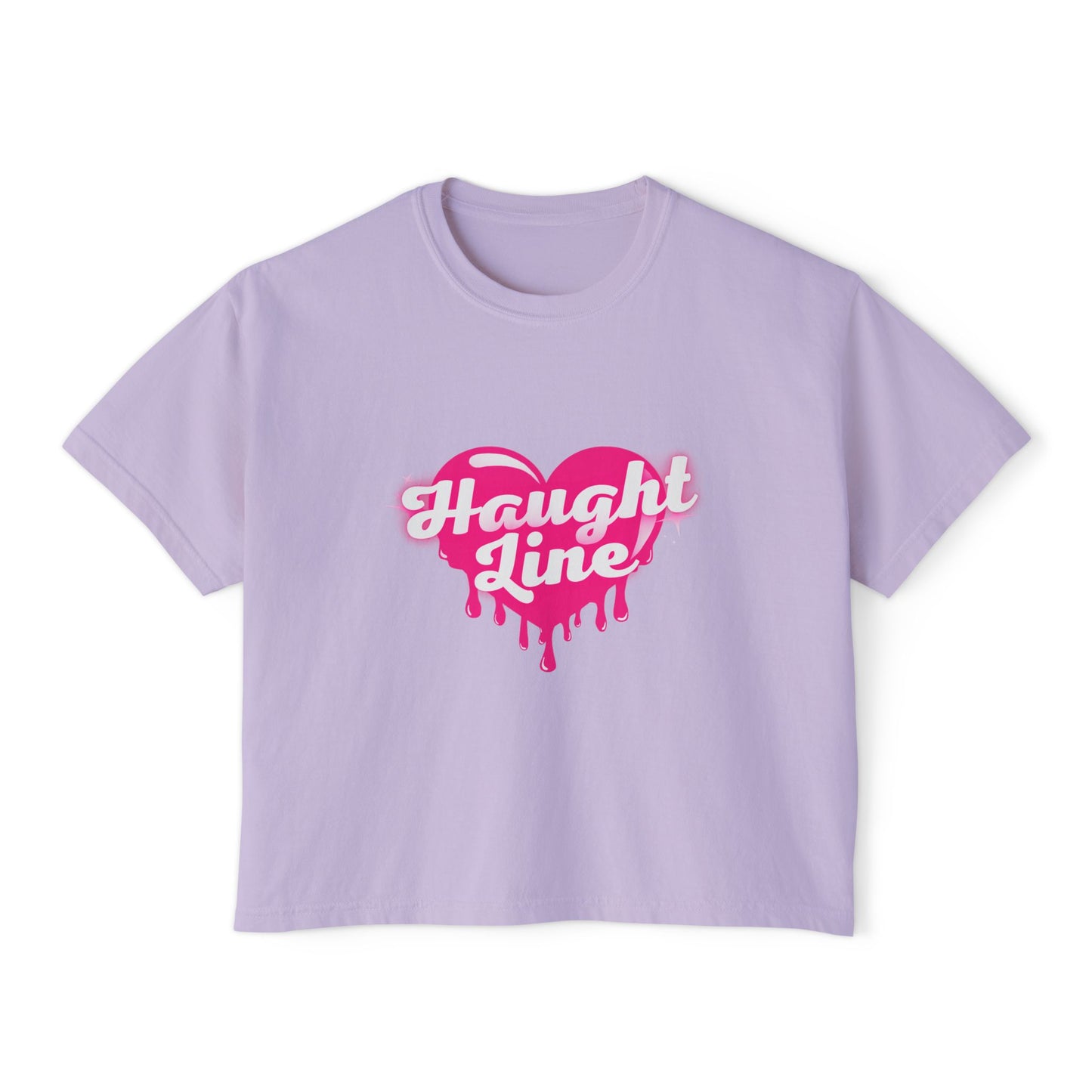 Women's Boxy Tee with Dripping Heart Design - Casual T-Shirt, Summer Essentials, Valentine's Gift, Trendy Top, Heart Graphic Tee
