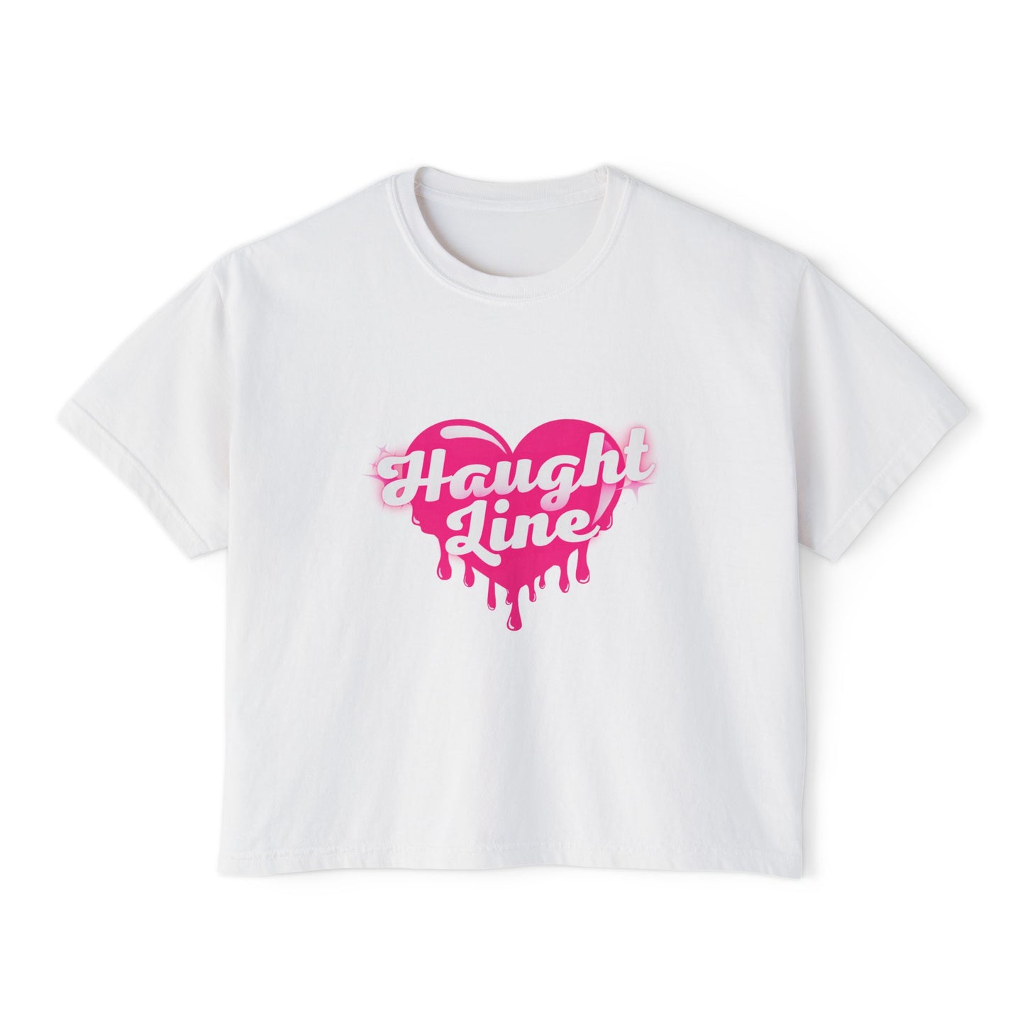 Women's Boxy Tee with Dripping Heart Design - Casual T-Shirt, Summer Essentials, Valentine's Gift, Trendy Top, Heart Graphic Tee