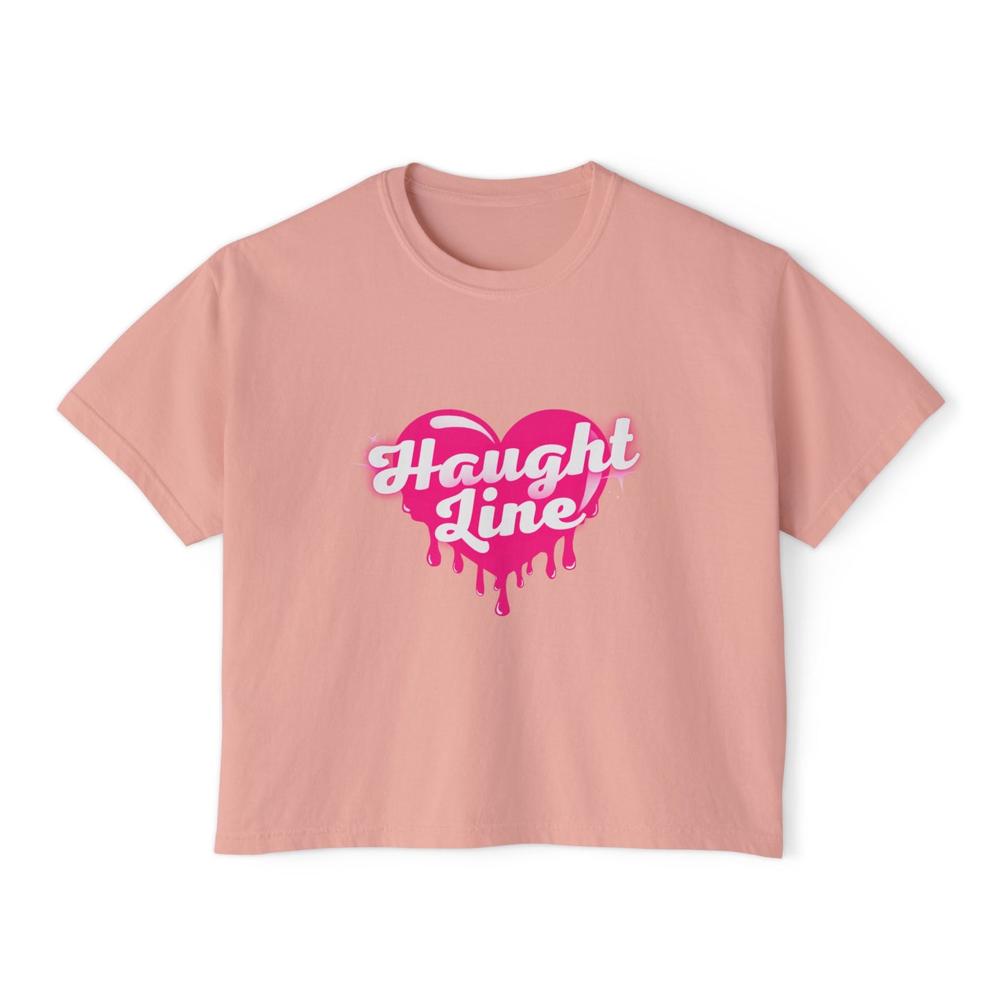 Women's Boxy Tee with Dripping Heart Design - Casual T-Shirt, Summer Essentials, Valentine's Gift, Trendy Top, Heart Graphic Tee