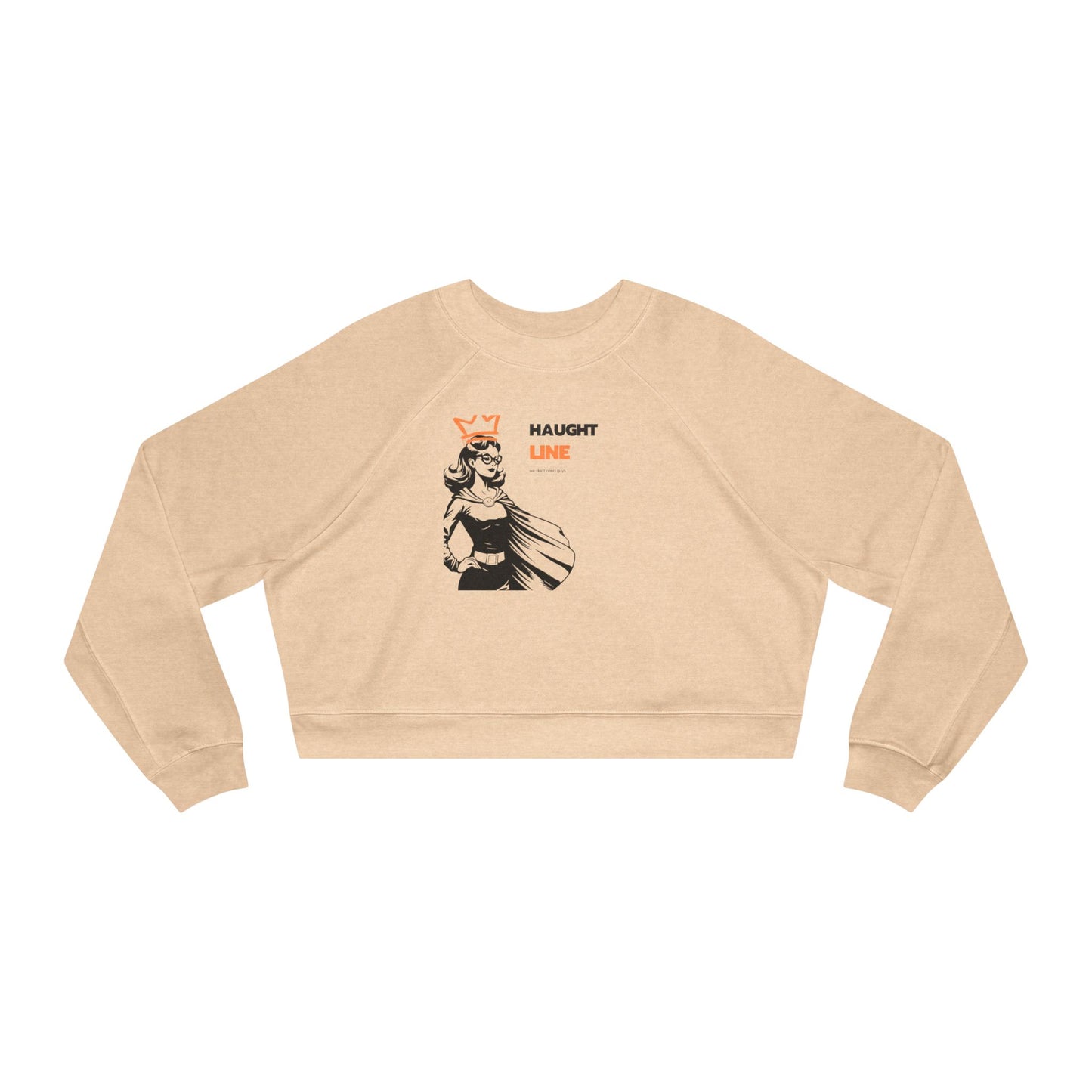 Haughty Line Cropped Pullover, Women's Trendy Fleece Sweatshirt, Casual Wear, Gift for Her, Relaxed Fit, Stylish Loungewear