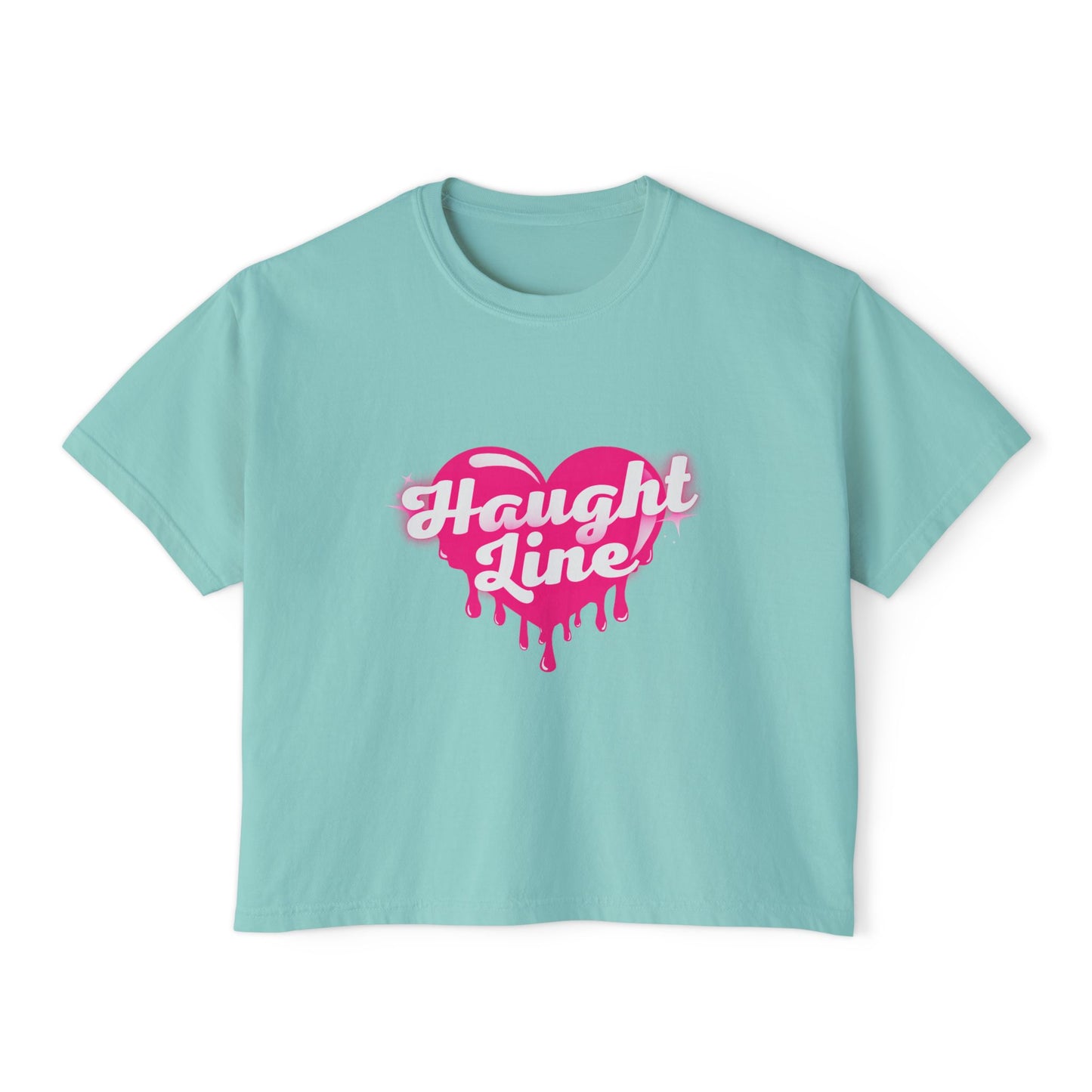 Women's Boxy Tee with Dripping Heart Design - Casual T-Shirt, Summer Essentials, Valentine's Gift, Trendy Top, Heart Graphic Tee
