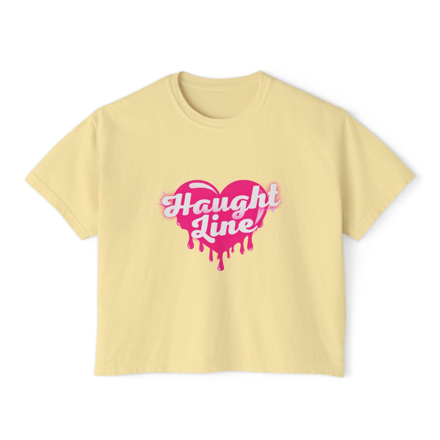 Women's Boxy Tee with Dripping Heart Design - Casual T-Shirt, Summer Essentials, Valentine's Gift, Trendy Top, Heart Graphic Tee