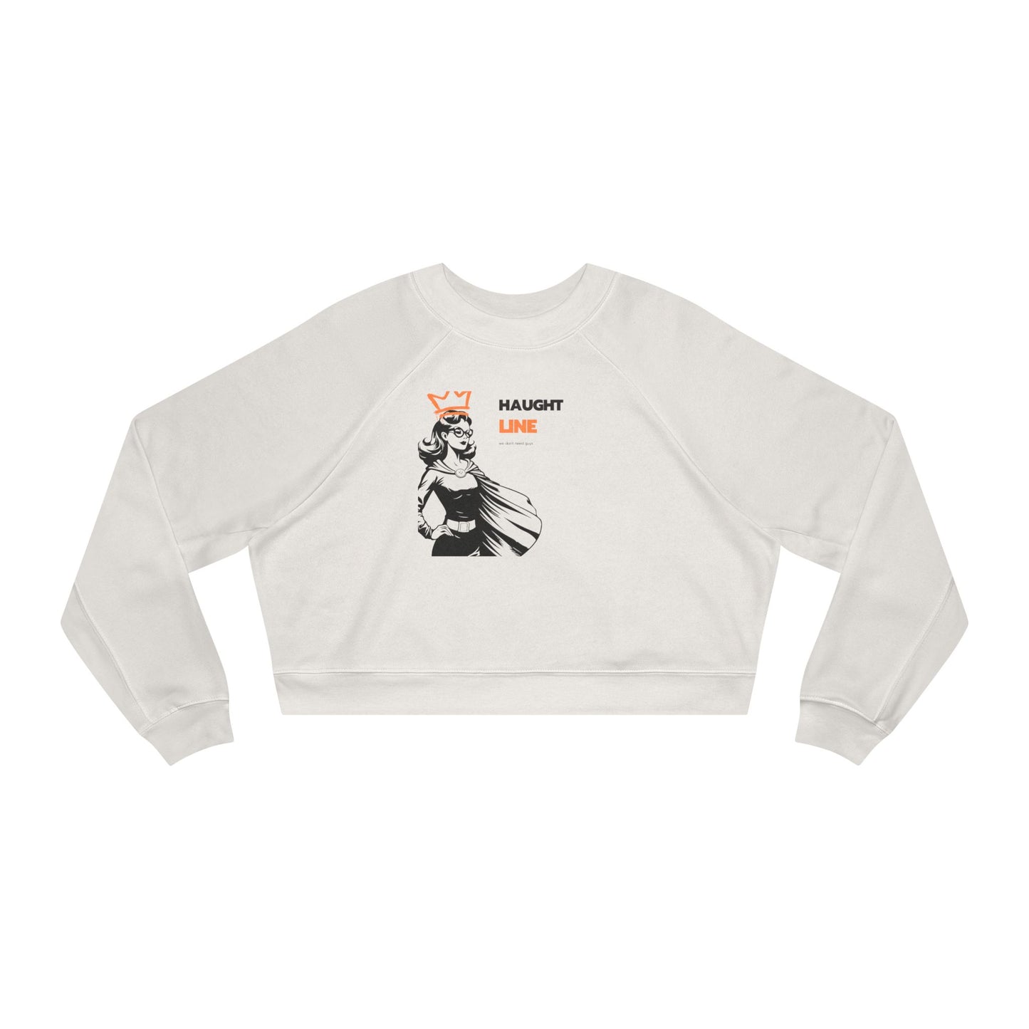 Haughty Line Cropped Pullover, Women's Trendy Fleece Sweatshirt, Casual Wear, Gift for Her, Relaxed Fit, Stylish Loungewear