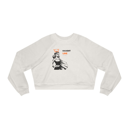 Haughty Line Cropped Pullover, Women's Trendy Fleece Sweatshirt, Casual Wear, Gift for Her, Relaxed Fit, Stylish Loungewear