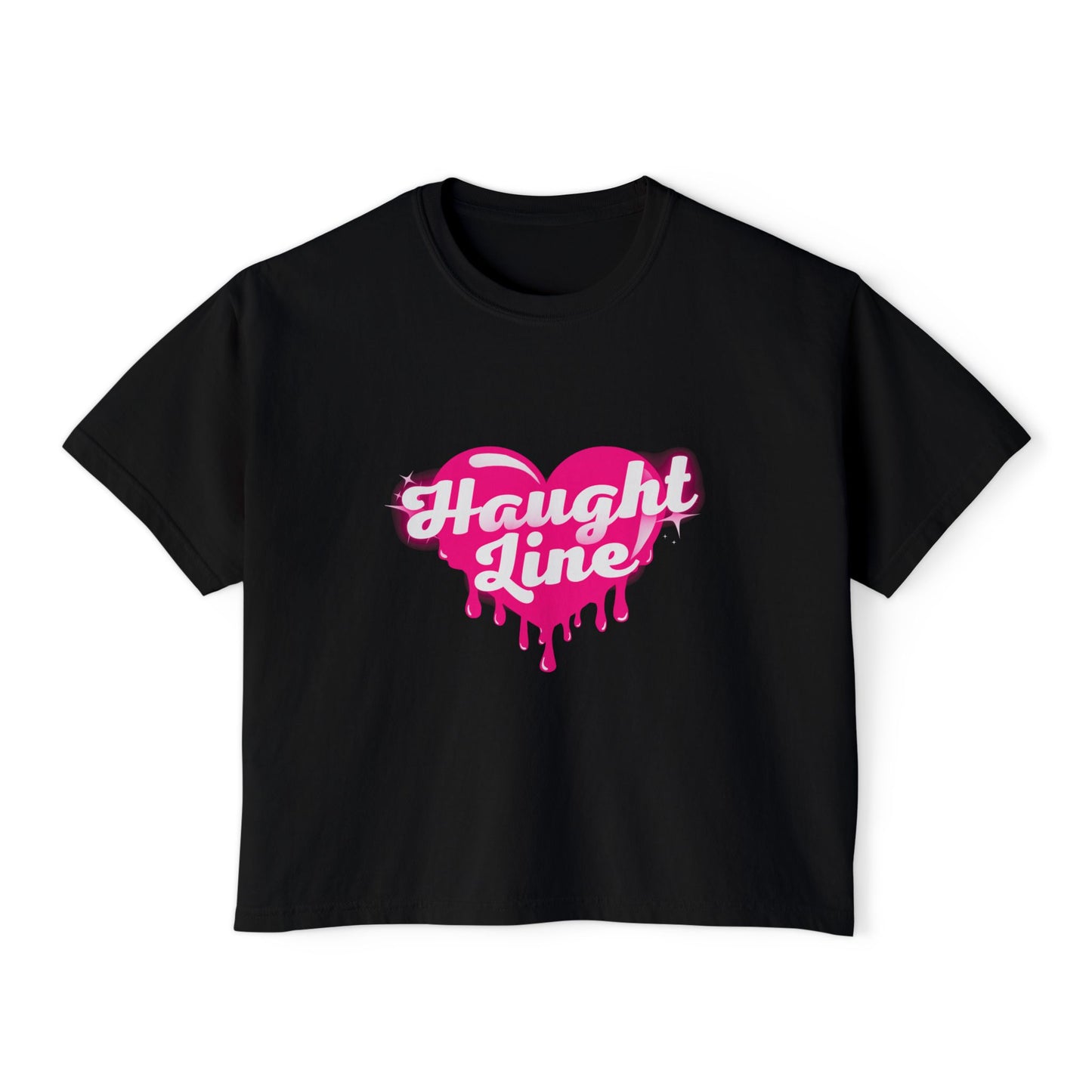 Women's Boxy Tee with Dripping Heart Design - Casual T-Shirt, Summer Essentials, Valentine's Gift, Trendy Top, Heart Graphic Tee